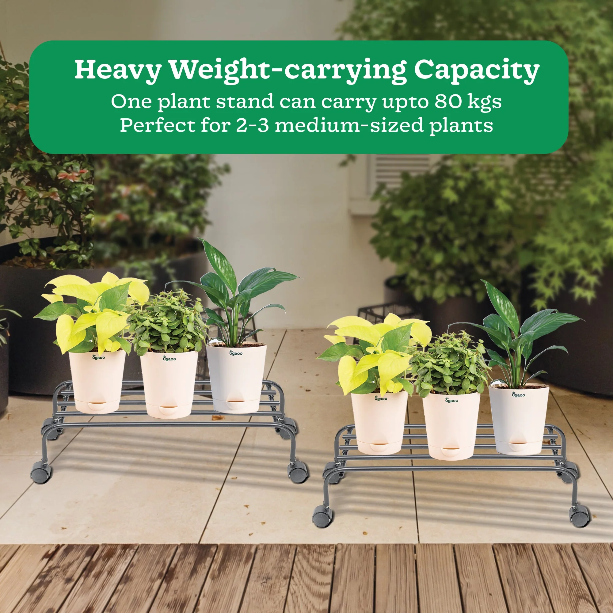 Metal Plant Stands with Wheels Set of 2 - Image 11