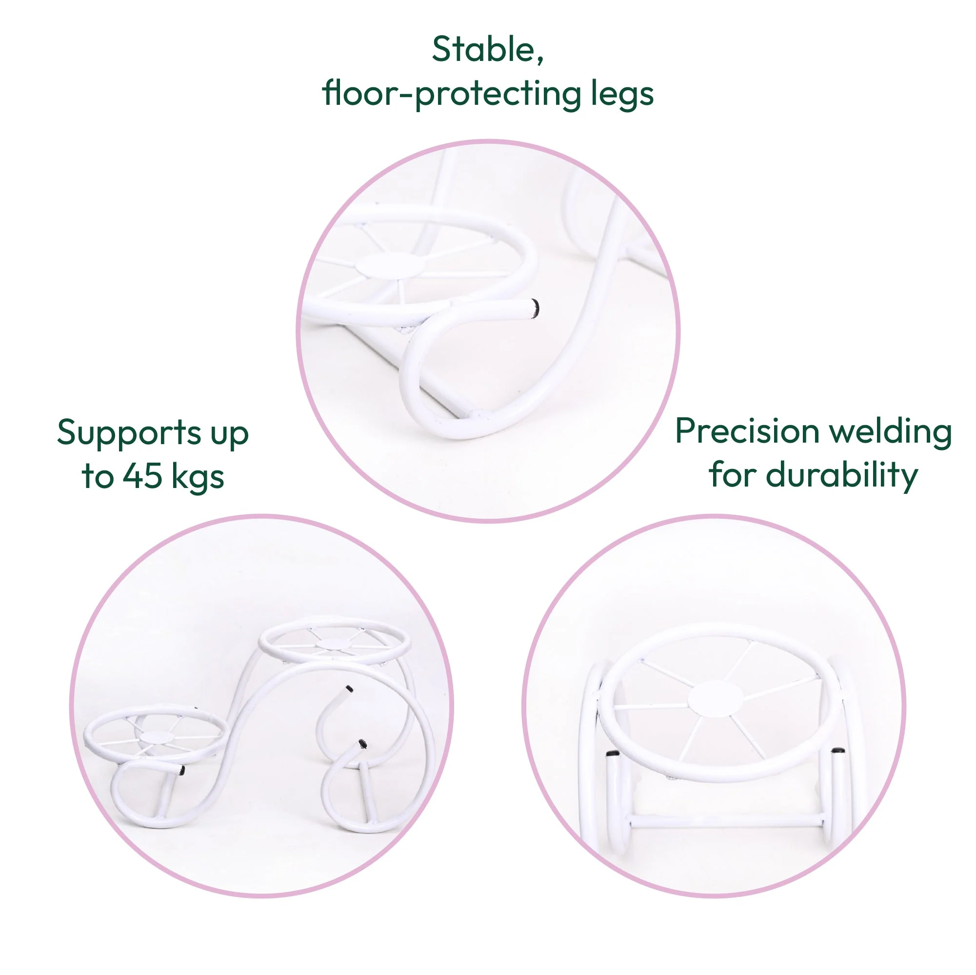 Swirl Decorative Plant stand- Set of 2- White - Image 3
